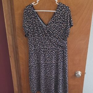 Kaileigh Blue and Beige Patterned Midi Dress